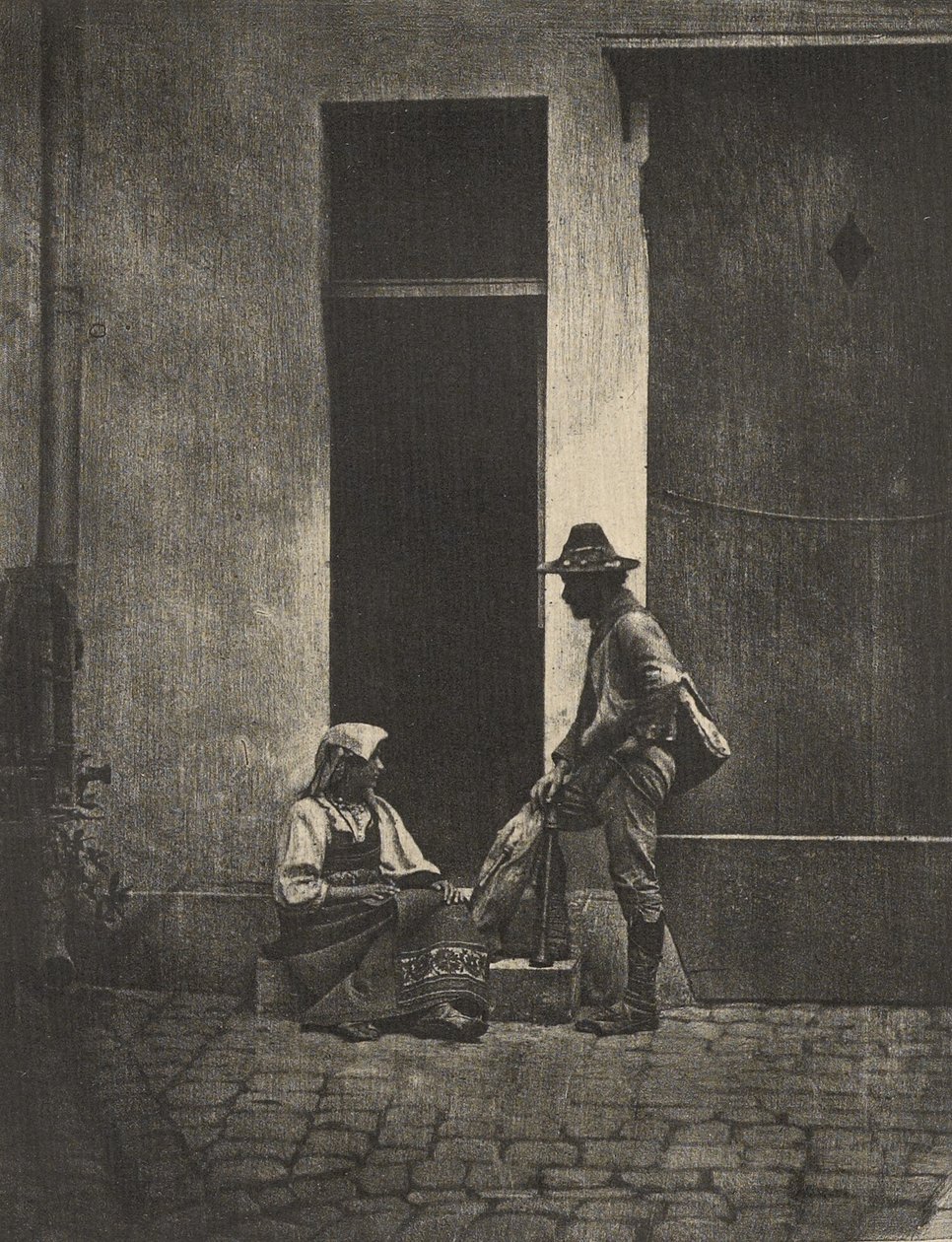 [Pifferari vender hjem]. af Charles Nègre