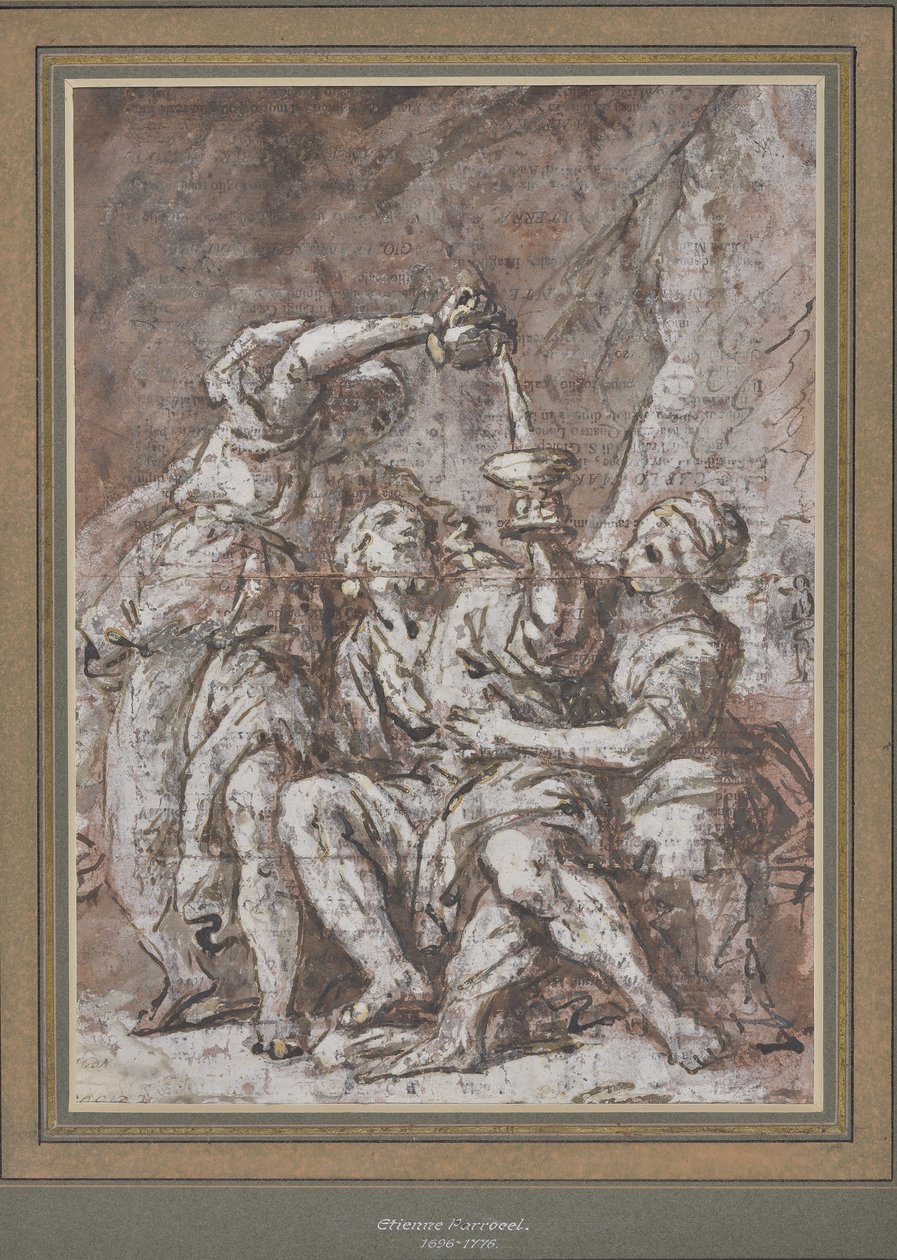 Loth og hans døtre (tegning) af Charles Parrocel