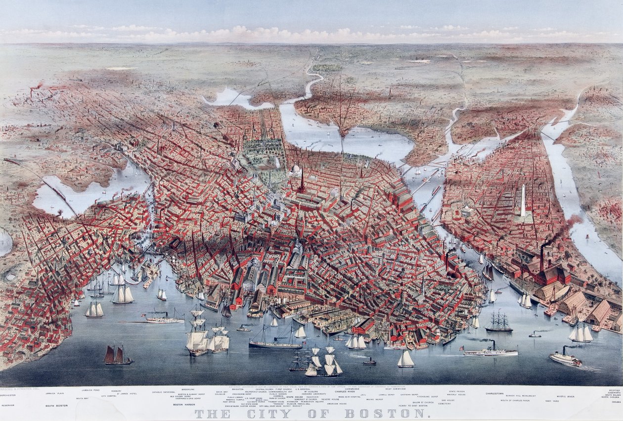 The City of Boston, pub. 1873 af Charles Parsons