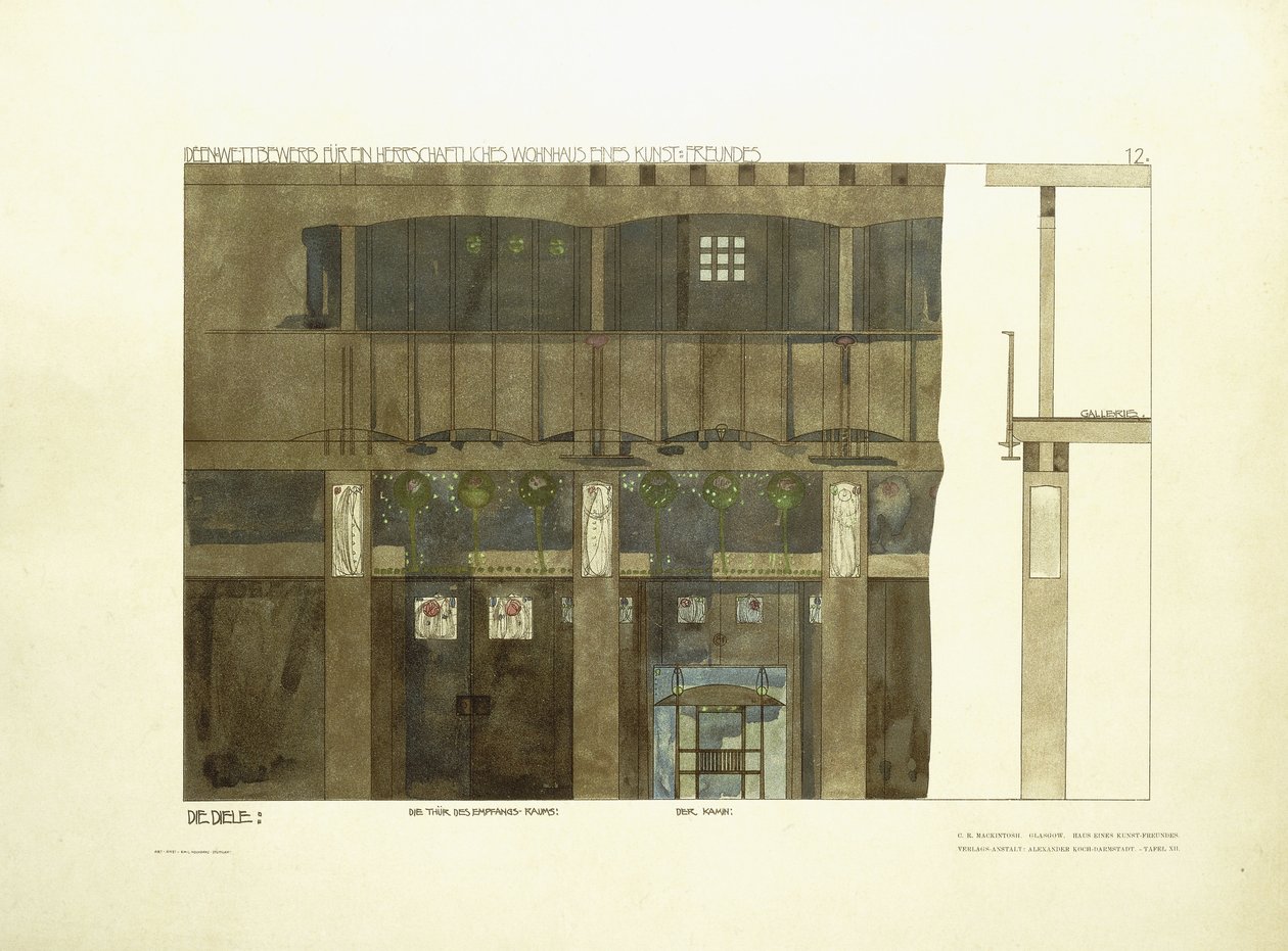 Entré, ca. 1901 (farvelitografi) af Charles Rennie (after) Mackintosh