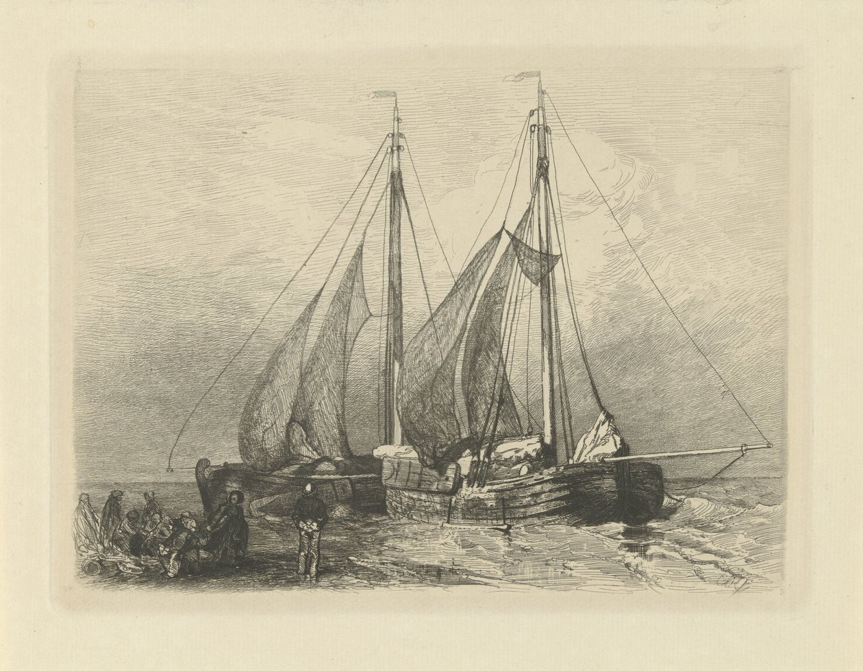 Sejlskibe på en strand af Charles Rochussen