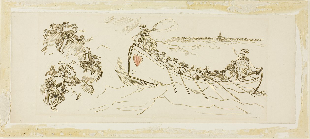 Redningsbåd fuld af kvinder af Charles Samuel Keene