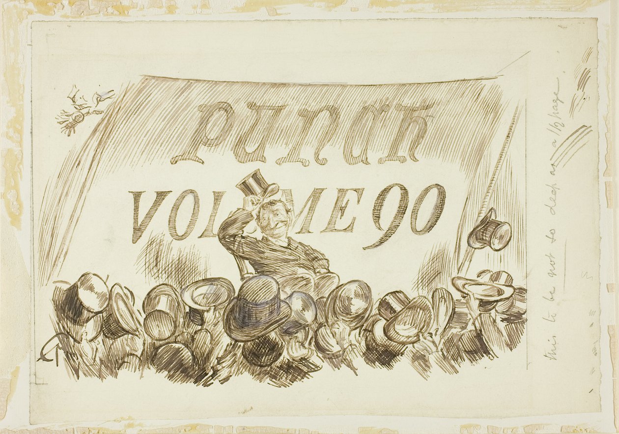 Study for Punch, bind 90 af Charles Samuel Keene