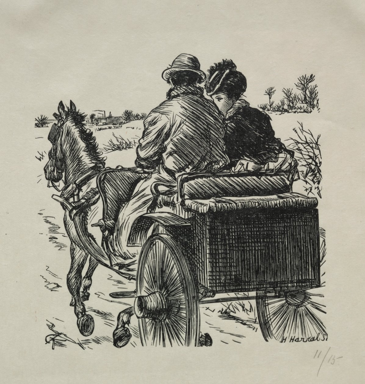 Frakken med pelsfor af Charles Samuel Keene