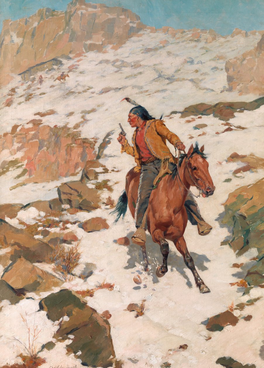 I Hot Pursuit, efter 1900. af Charles Schreyvogel