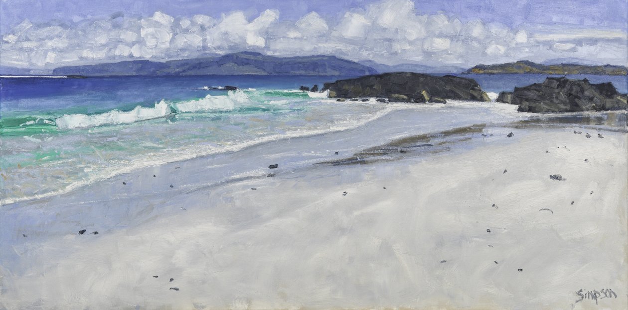 Beach Rocks, Iona, 2016 (olie på lærred) af Charles Simpson