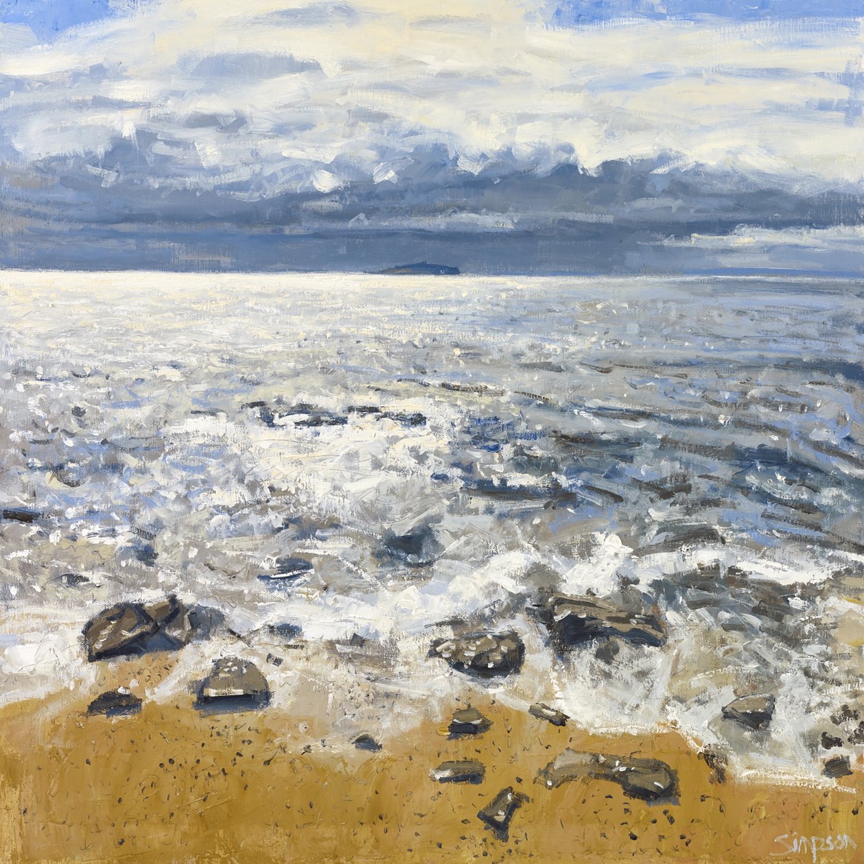 Crail Shore, 2015 (olie på lærred) af Charles Simpson