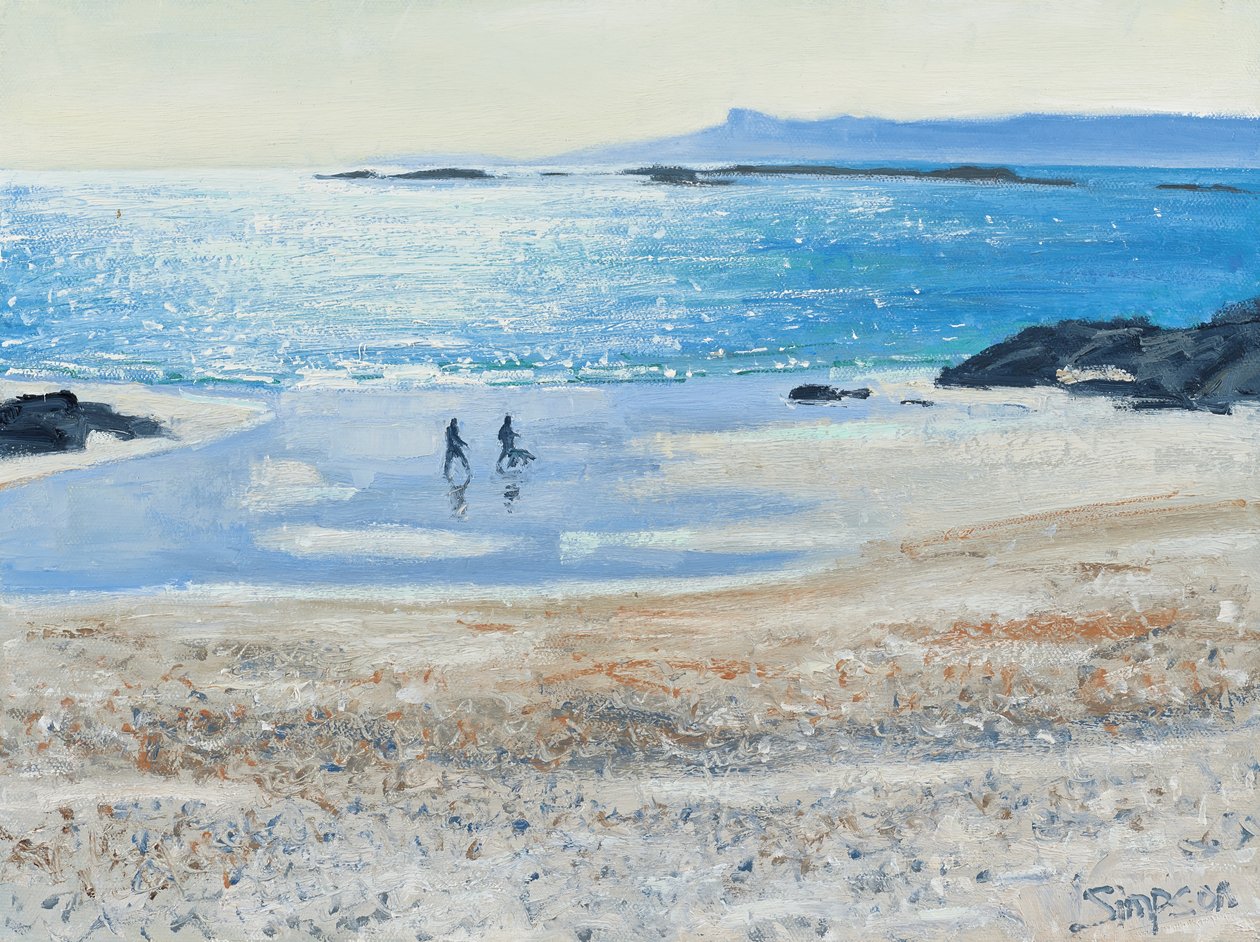 Crossing the Beach, 2014 (olie på lærred) af Charles Simpson
