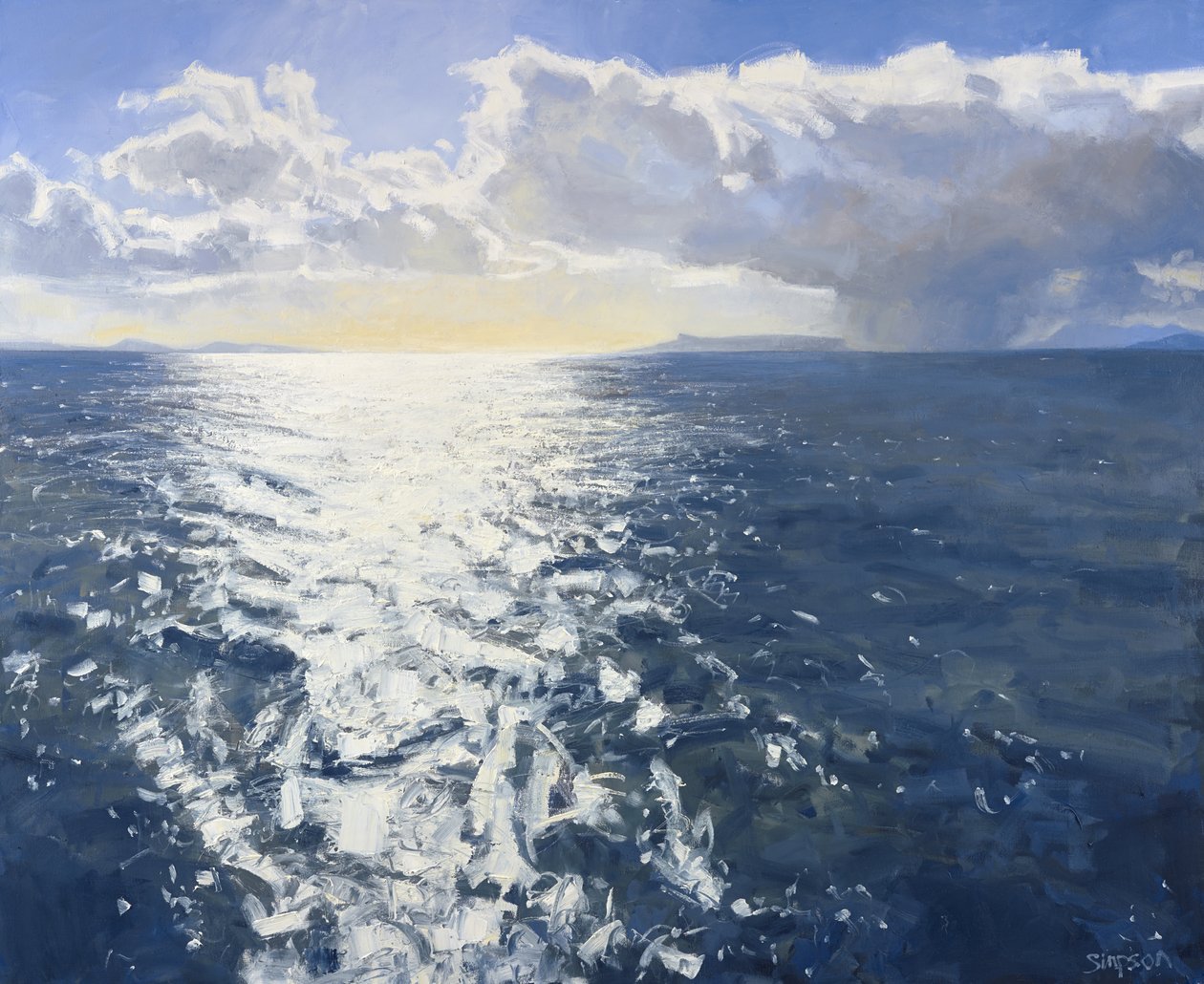 Crossing the Sound, 2015 (olie på lærred) af Charles Simpson