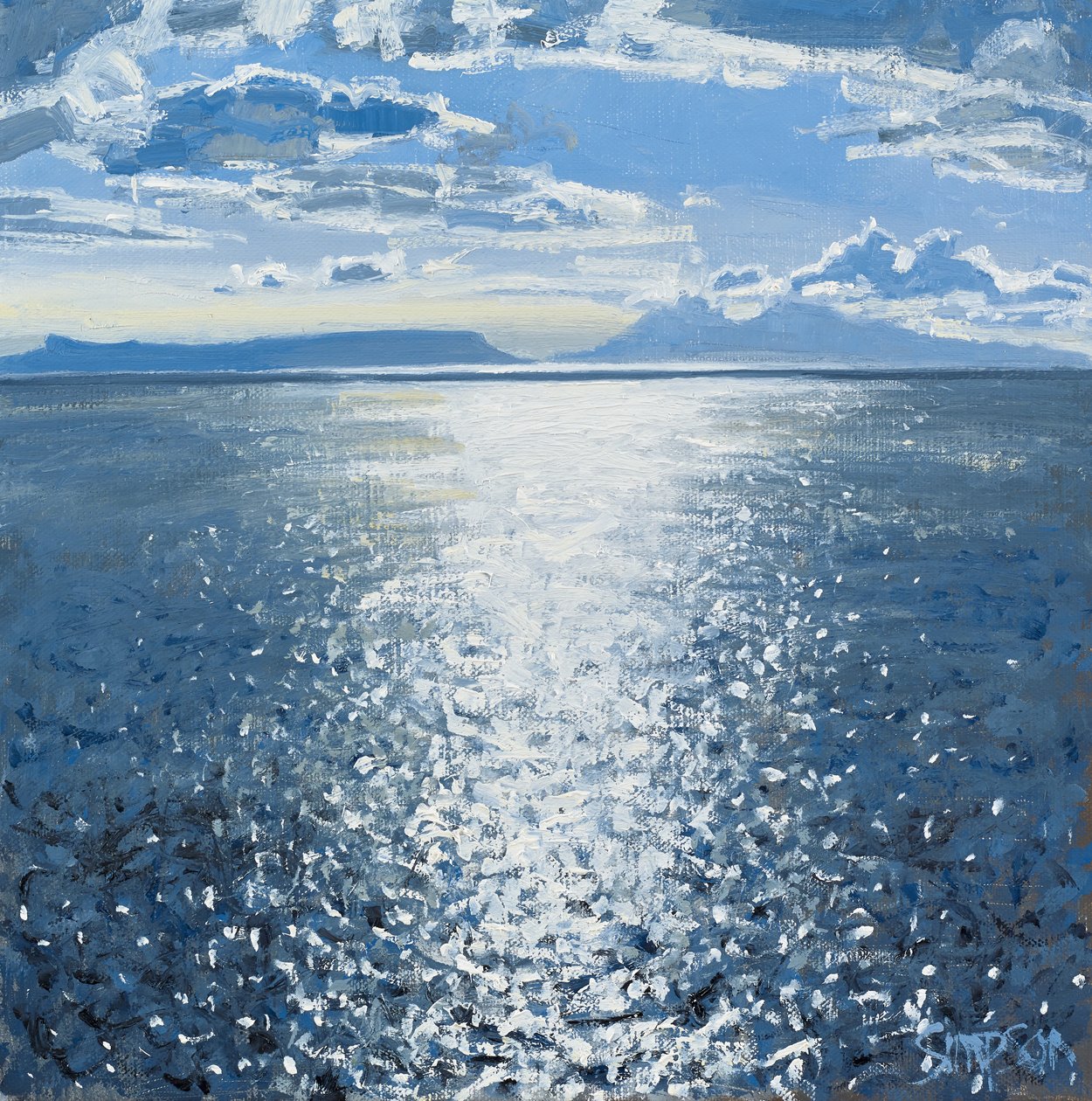 Eigg  Rum Evening, 2014 (olie på lærred) af Charles Simpson