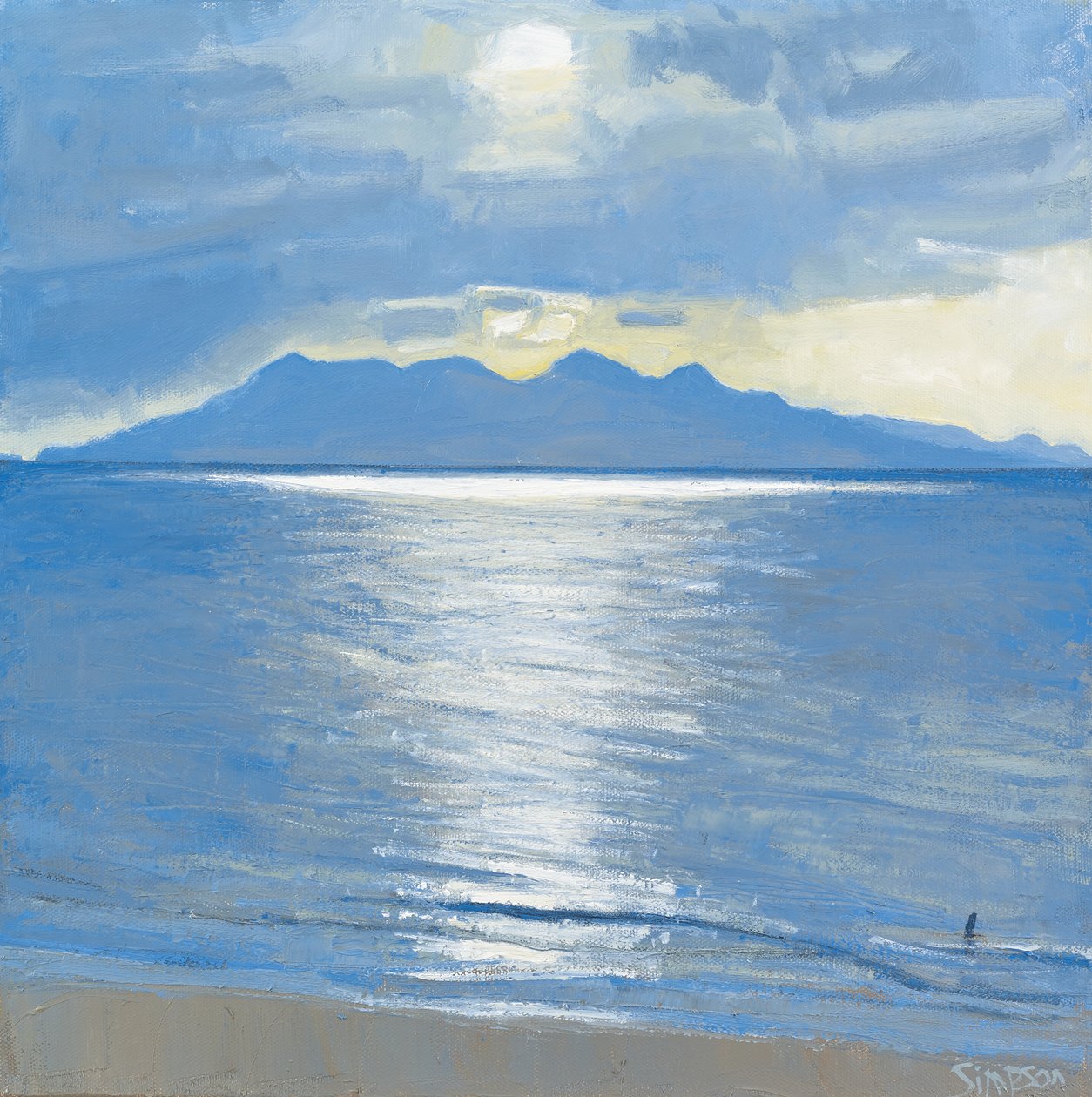 Evening Bather, 2014 (olie på lærred) af Charles Simpson