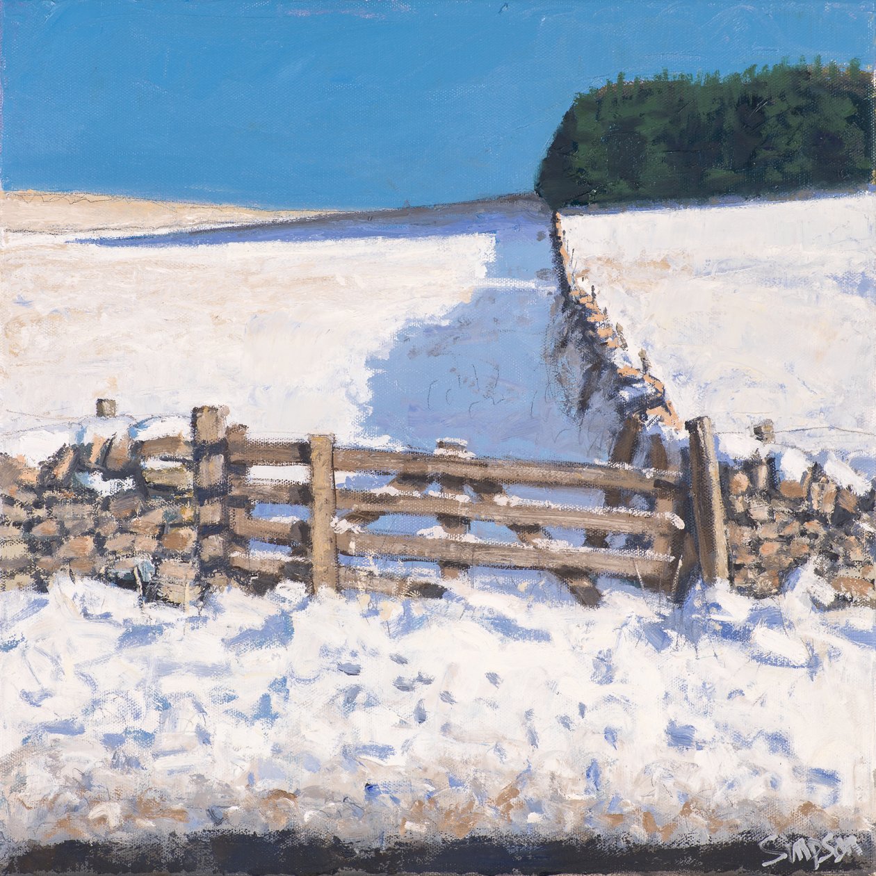 Roadside Gate, 2017 (olie på lærred) af Charles Simpson