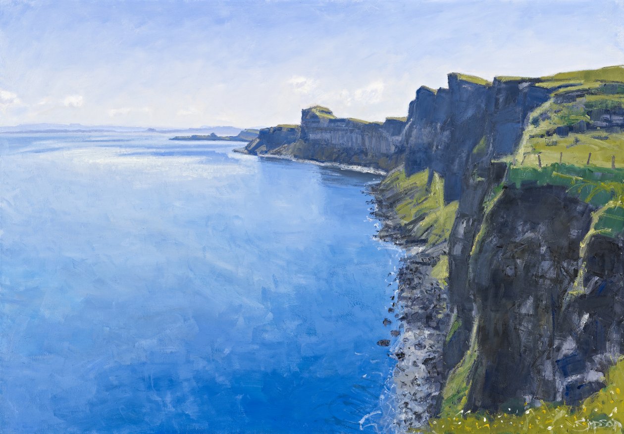 Summer Cliffs, Skye, 2011 (olie på lærred) af Charles Simpson