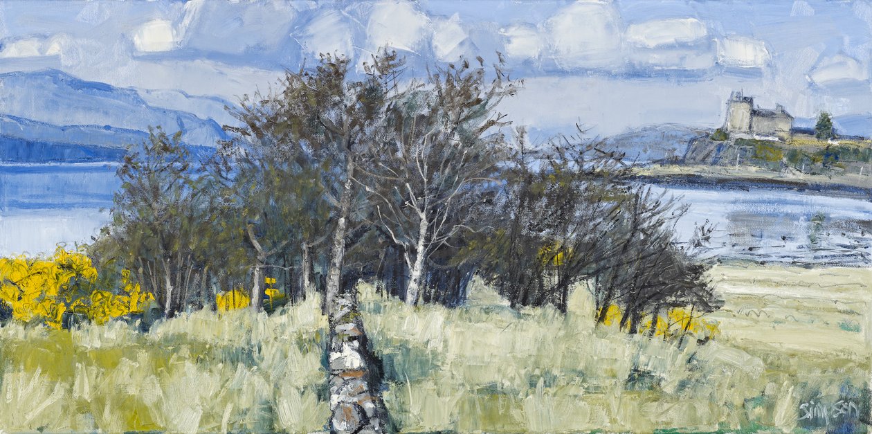 Trees  Castle, Mull, 2010 (olie på lærred) af Charles Simpson