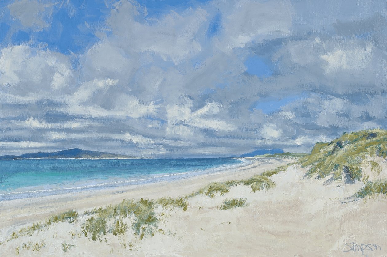 West Beach, Berneray, 2013 (olie på lærred) af Charles Simpson
