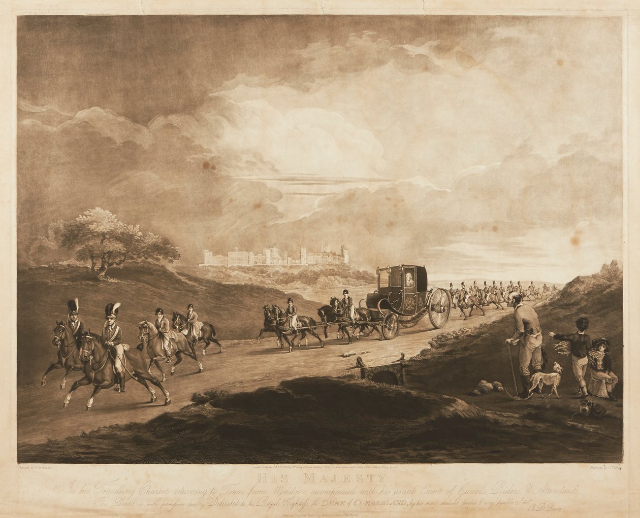 Kong George III i sin vogn af Charles Turner