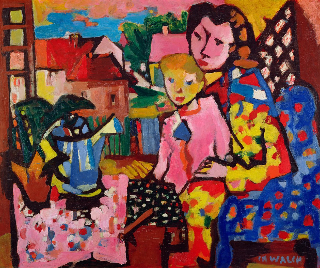 Mother and Young Boy (olie på lærred) af Charles Walch