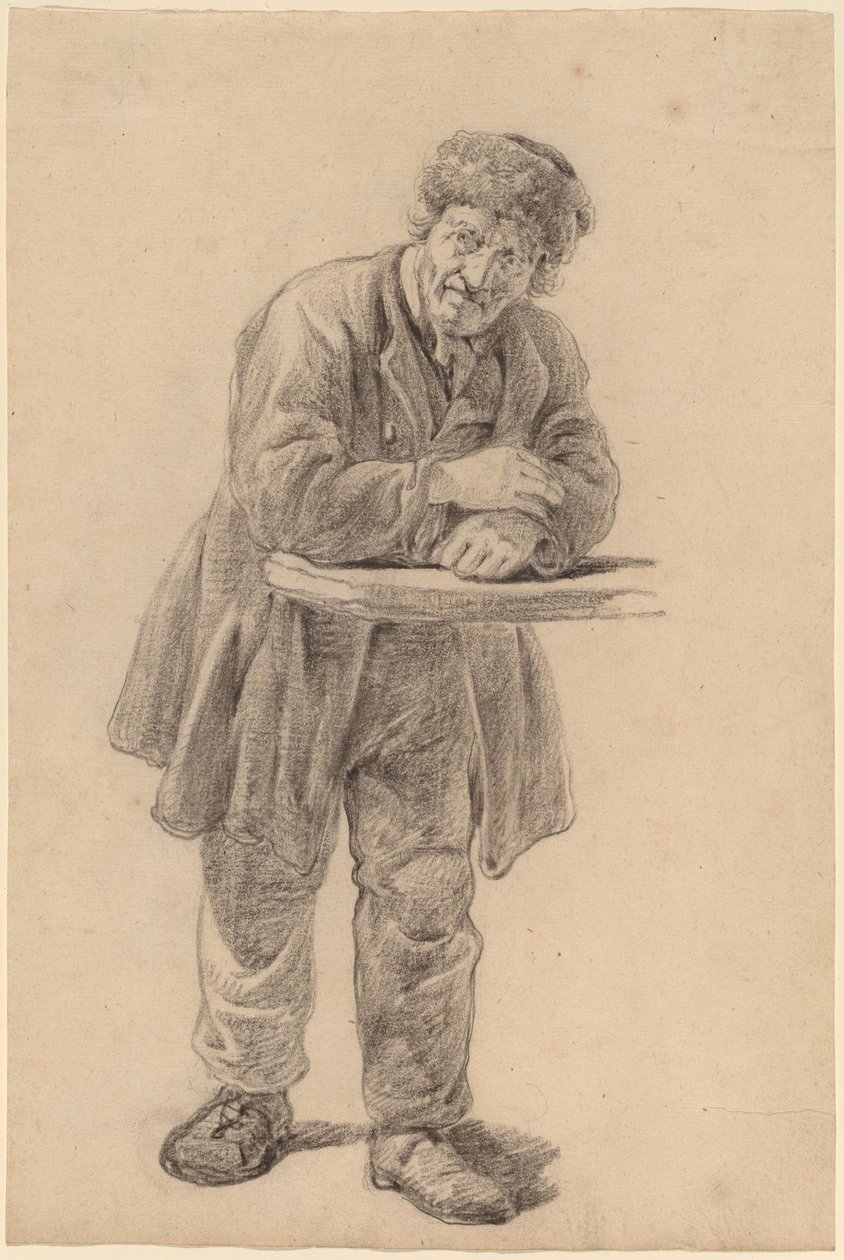 Mand læner sig op ad en tæller af Charles Wesley Jarvis