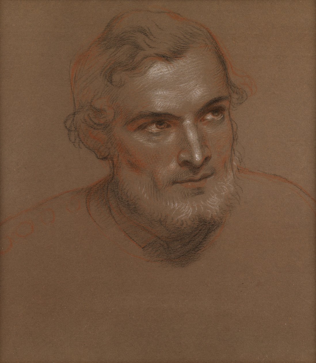 Hoved af en mand (kridt) af Charles West Cope