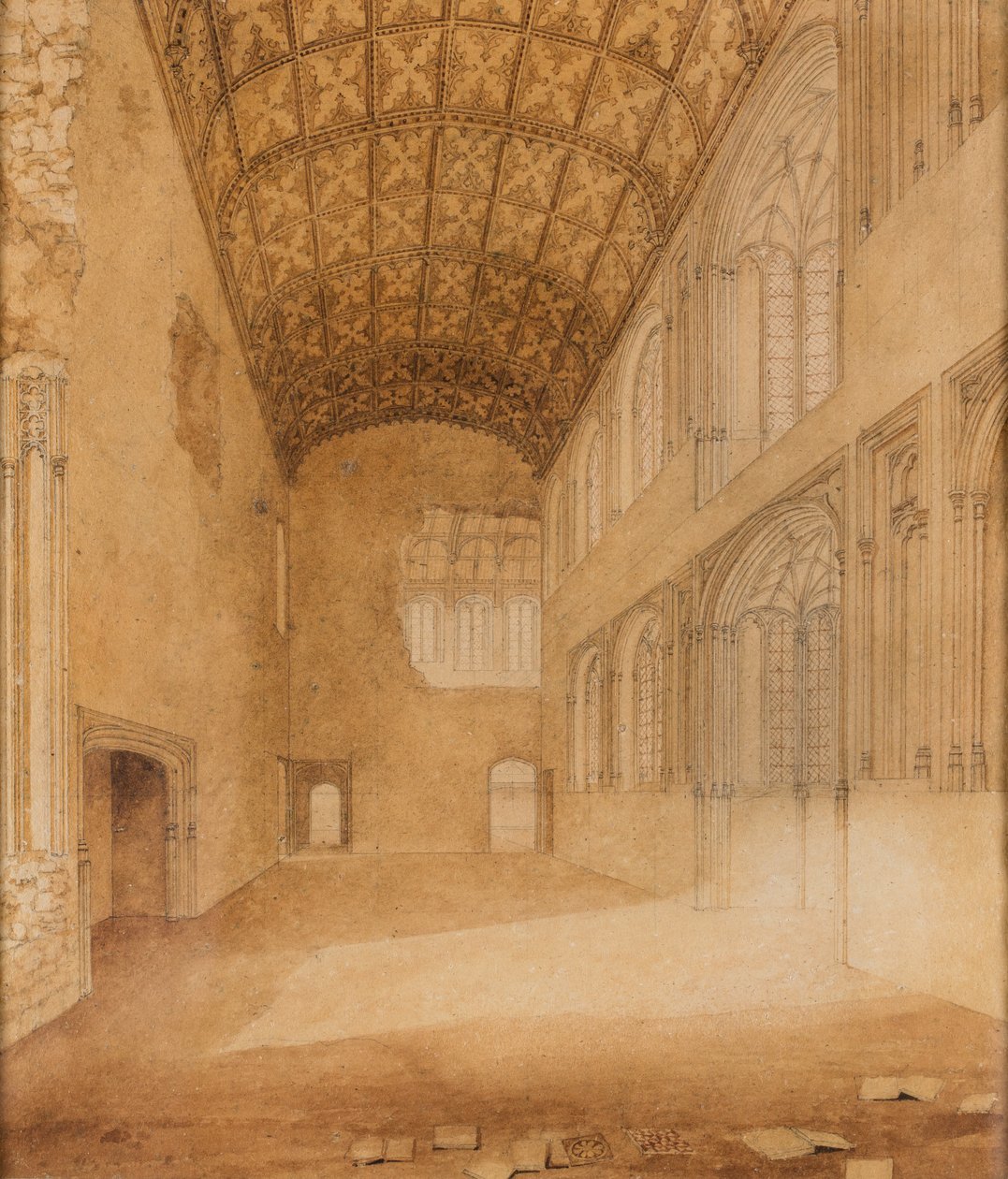 Crosby Hall (No.1), ca. 1818 (akvarel på papir) af Charles Wild