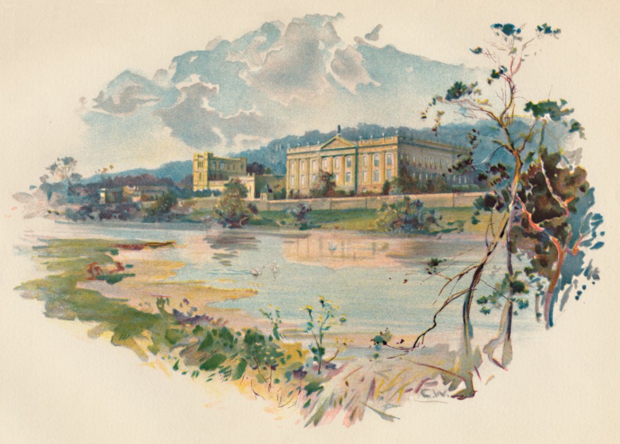 Chatsworth fra Derwent, c1890 af Charles Wilkinson