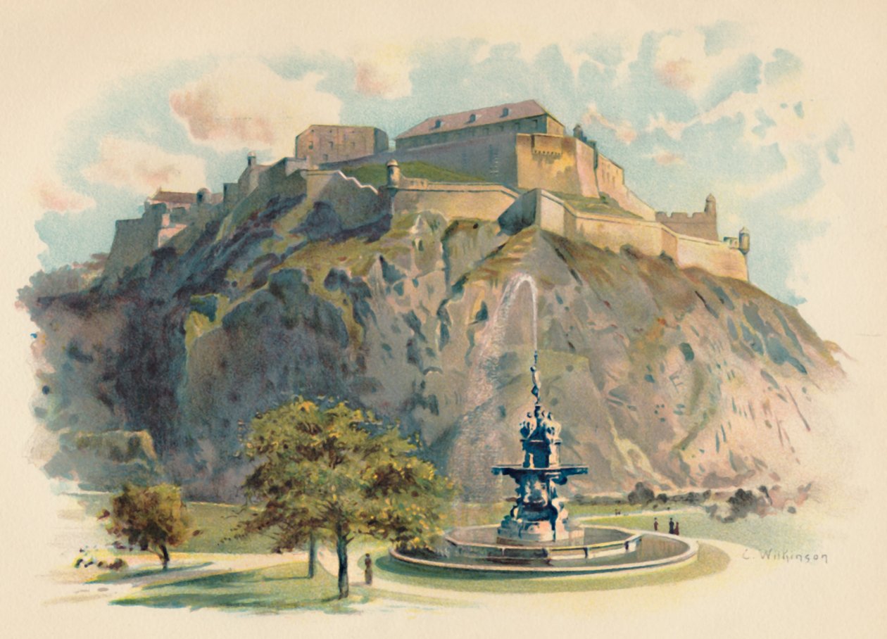 The Castle Rock, Edinburgh, c1890 af Charles Wilkinson