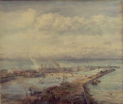 Troon Harbour, Cornwall af Charles William Wyllie