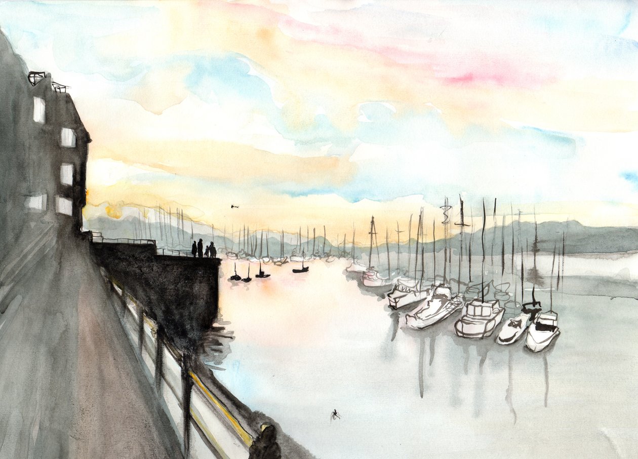 Falmouth, 2013 (akvarel) af Charlotte Orr