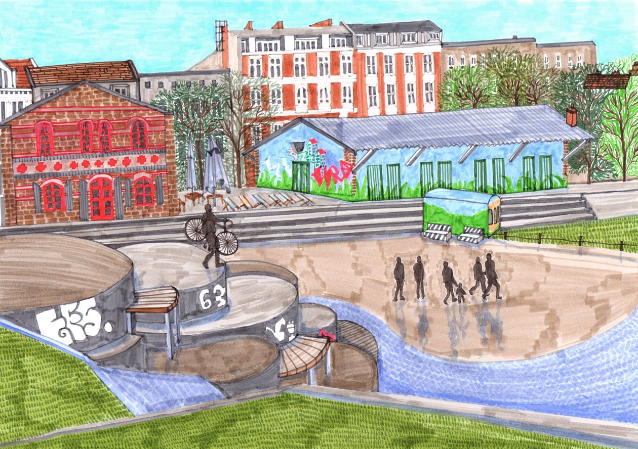 Görlitzer Park, 2017 (penselpenne) af Charlotte Orr