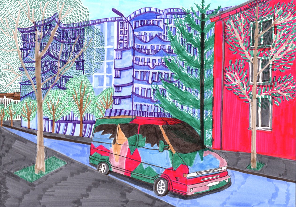 Koloniestraße, bryllup, 2017 (penselpenne) af Charlotte Orr