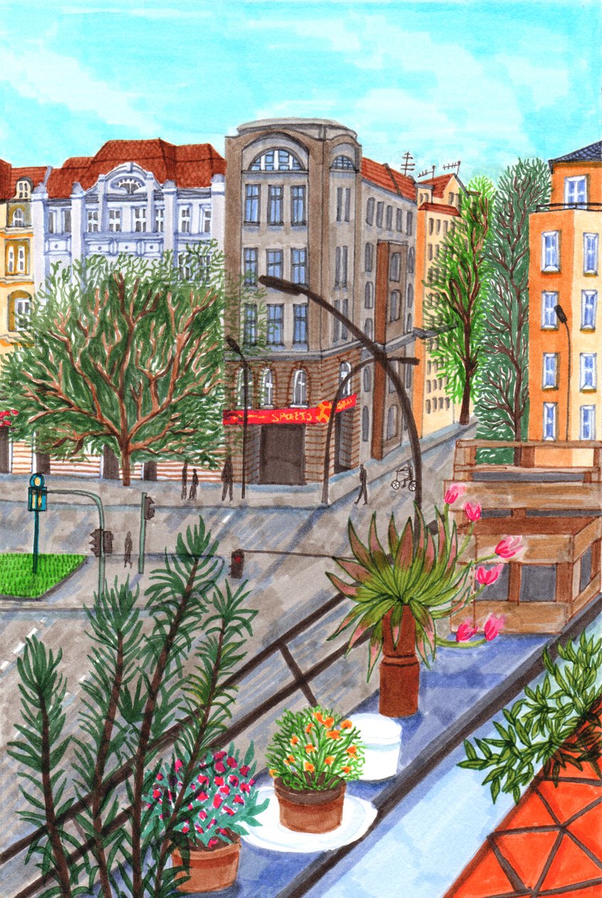Sonnenallee, Berlin, 2017 (penselpenne) af Charlotte Orr