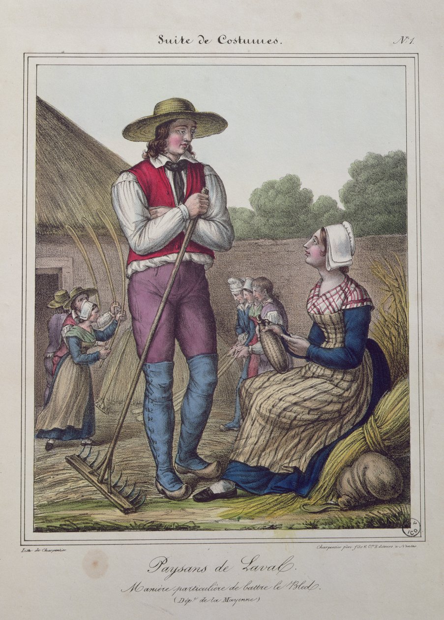 Dræsning af majs i Laval-regionen, ca. 1845 af Charpentier