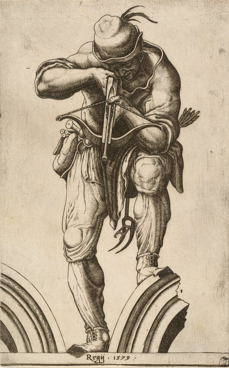 En bueskytte skyder en armbrøst, 1579. af Cherubino Alberti