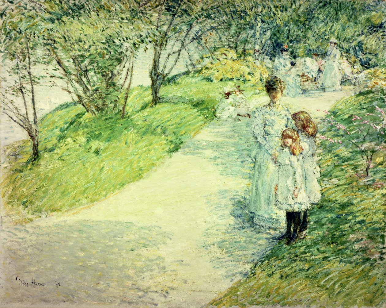 Promenaders i haven af Childe Frederick Hassam