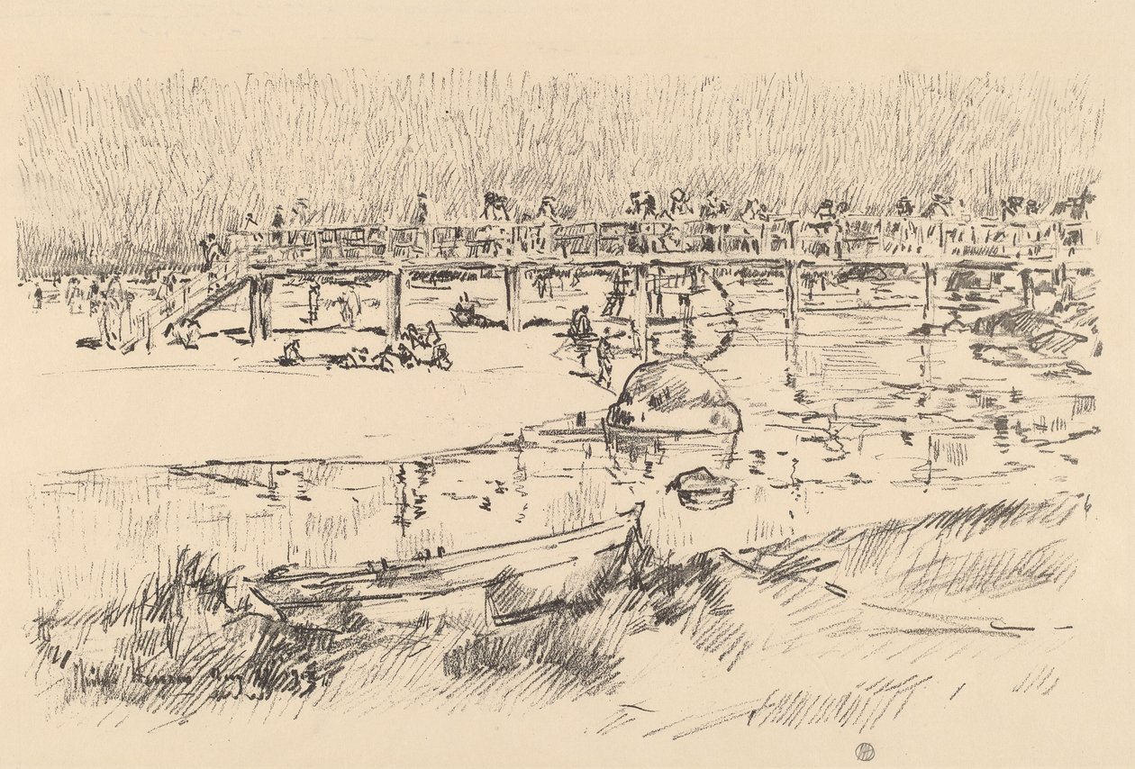 Badestrand, Bass Rocks af Childe Hassam