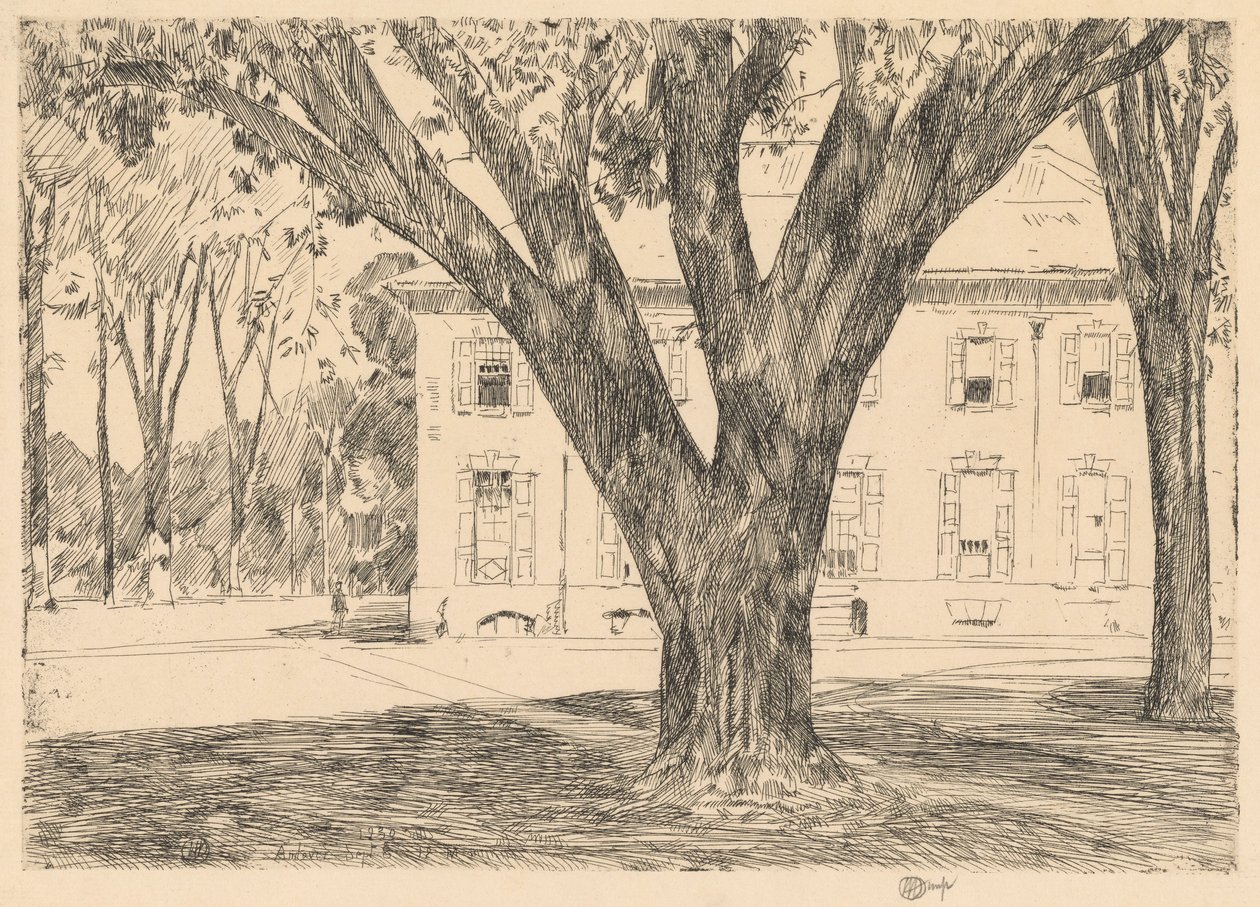 Campus og bibliotek, Andover af Childe Hassam