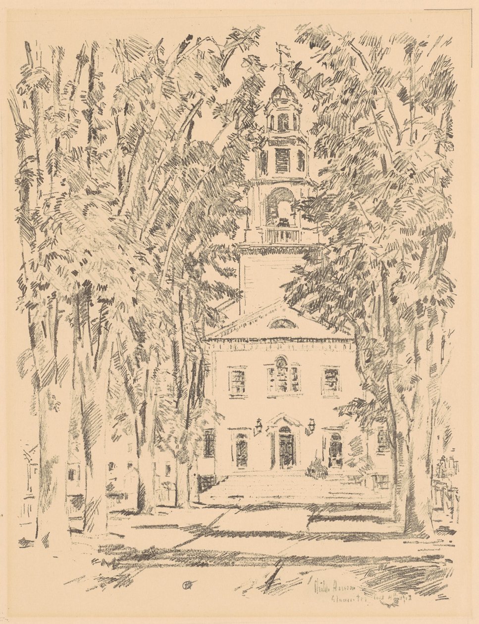 Colonial Church, Gloucester af Childe Hassam