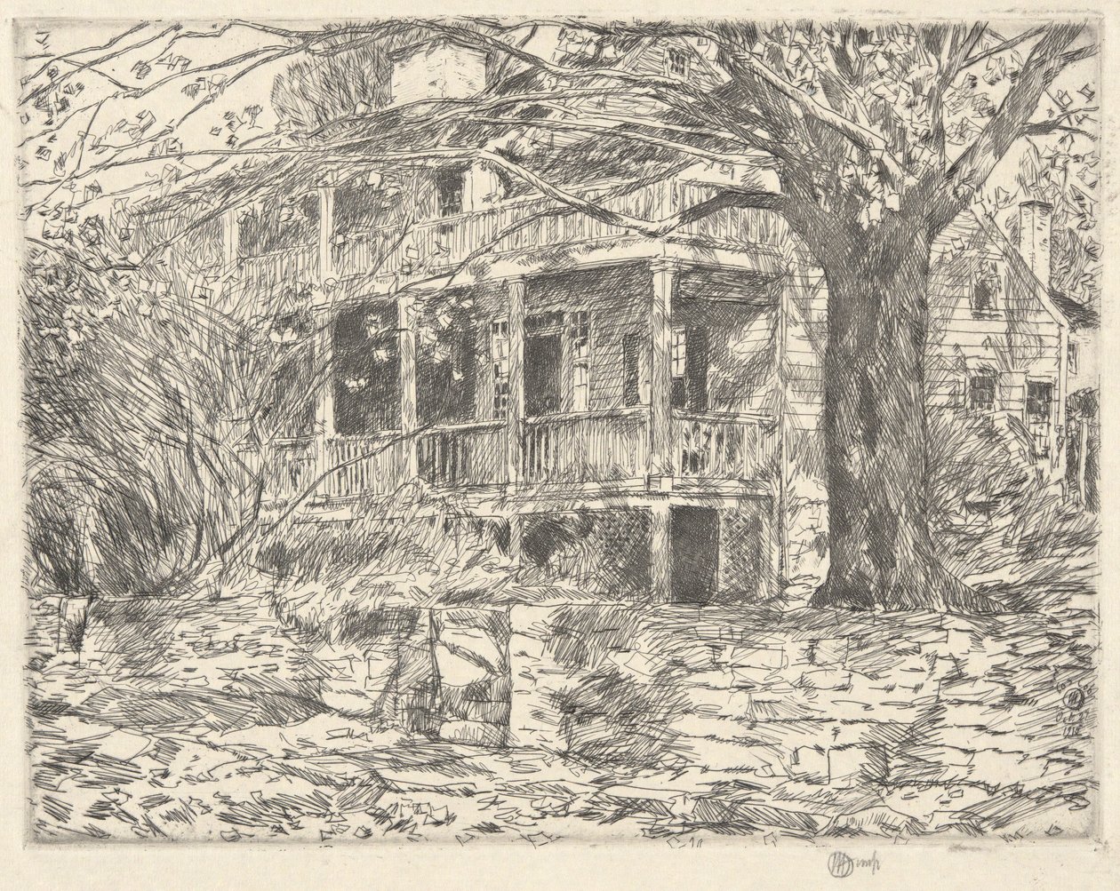 Gammelt hus, Cos Cob, 1915 af Childe Hassam