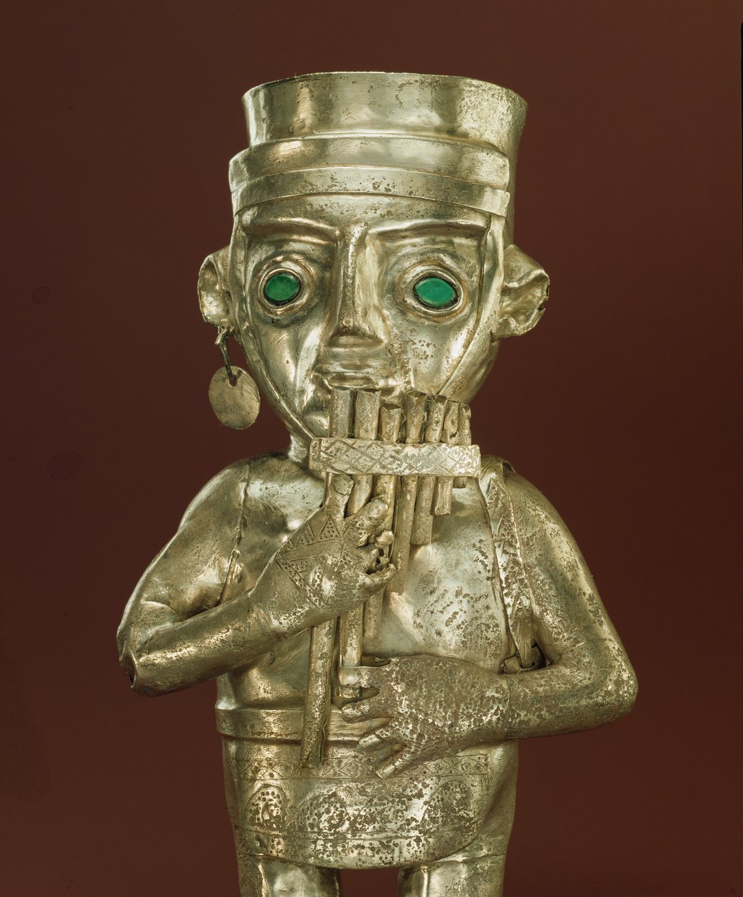 Panpiperkar (sølv og malakit) af Chimu Culture