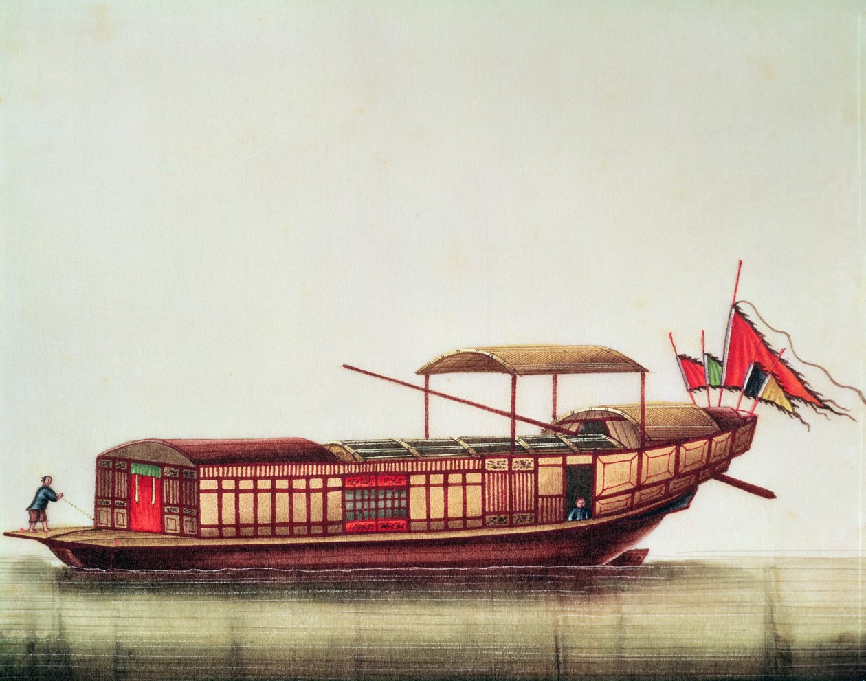 En kinesisk sampan, Qianlong-perioden (1736-96) af Chinese School