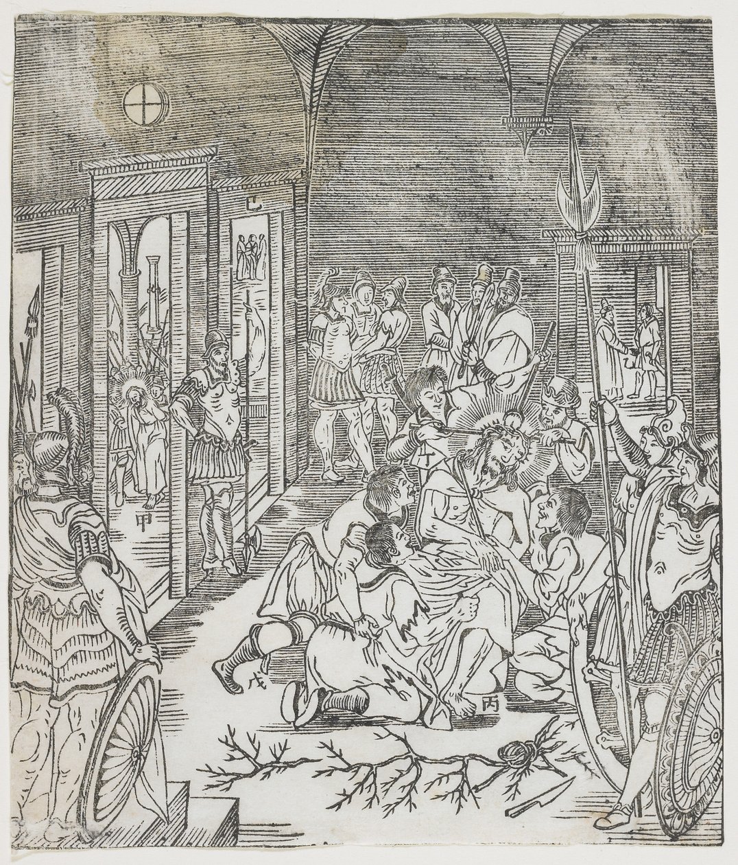 The Mocking of Christ, 1637 (træbloktryk) af Chinese School