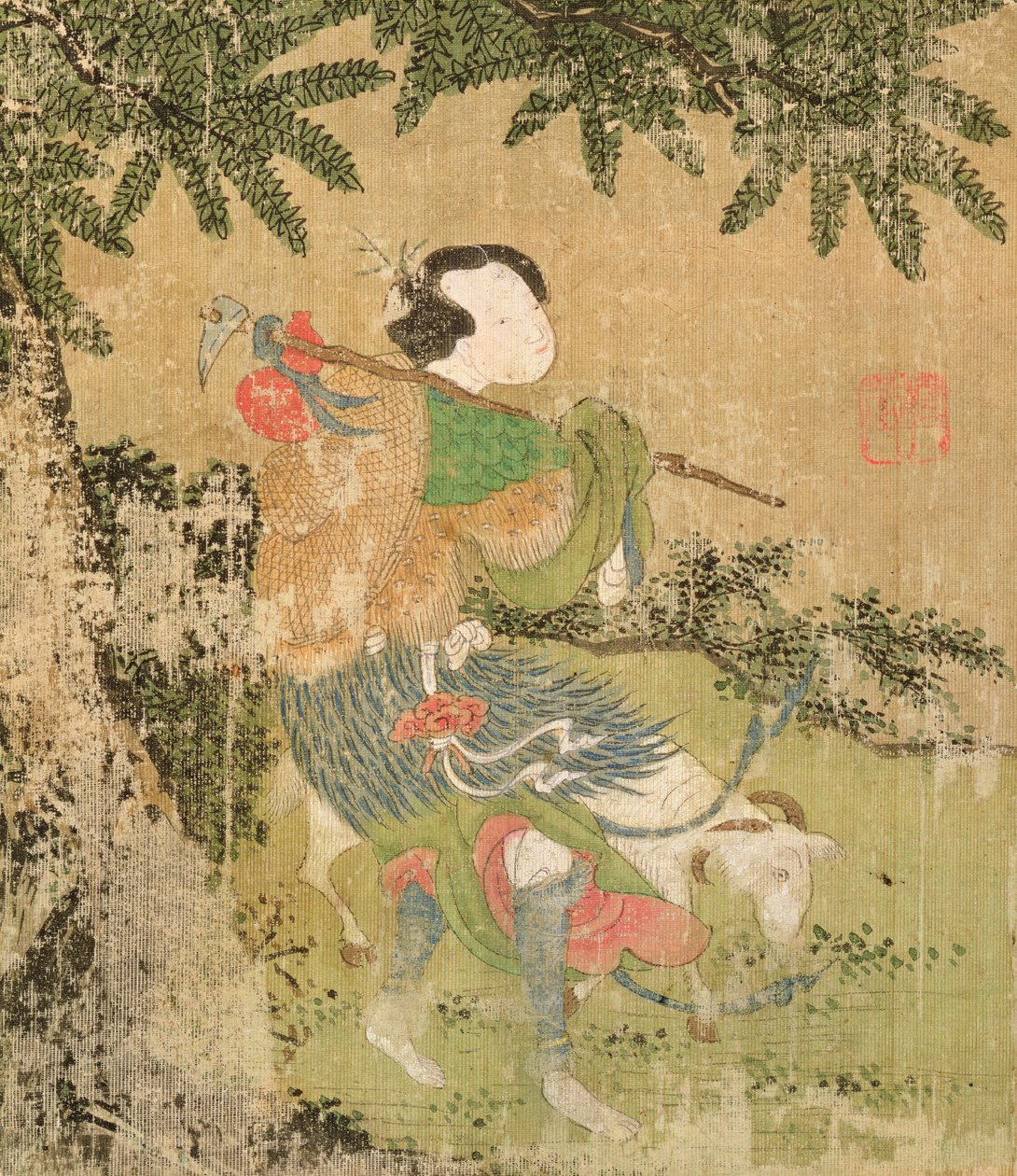 Den rejsende, 1700 (wc på silke) af Chinese School