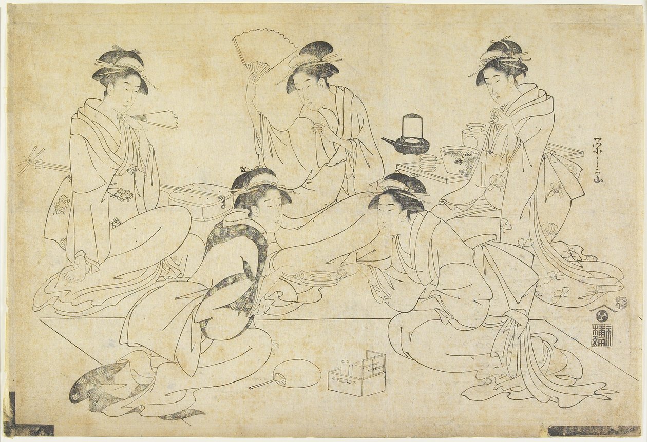Fem skønheder, 1787-1796 af Chobunsai Eishi