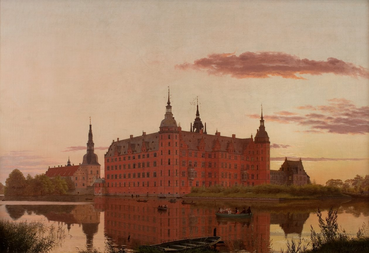 Frederiksborg Palace seen from Jægerbakken. Evening. af Christen Schjellerup Købke