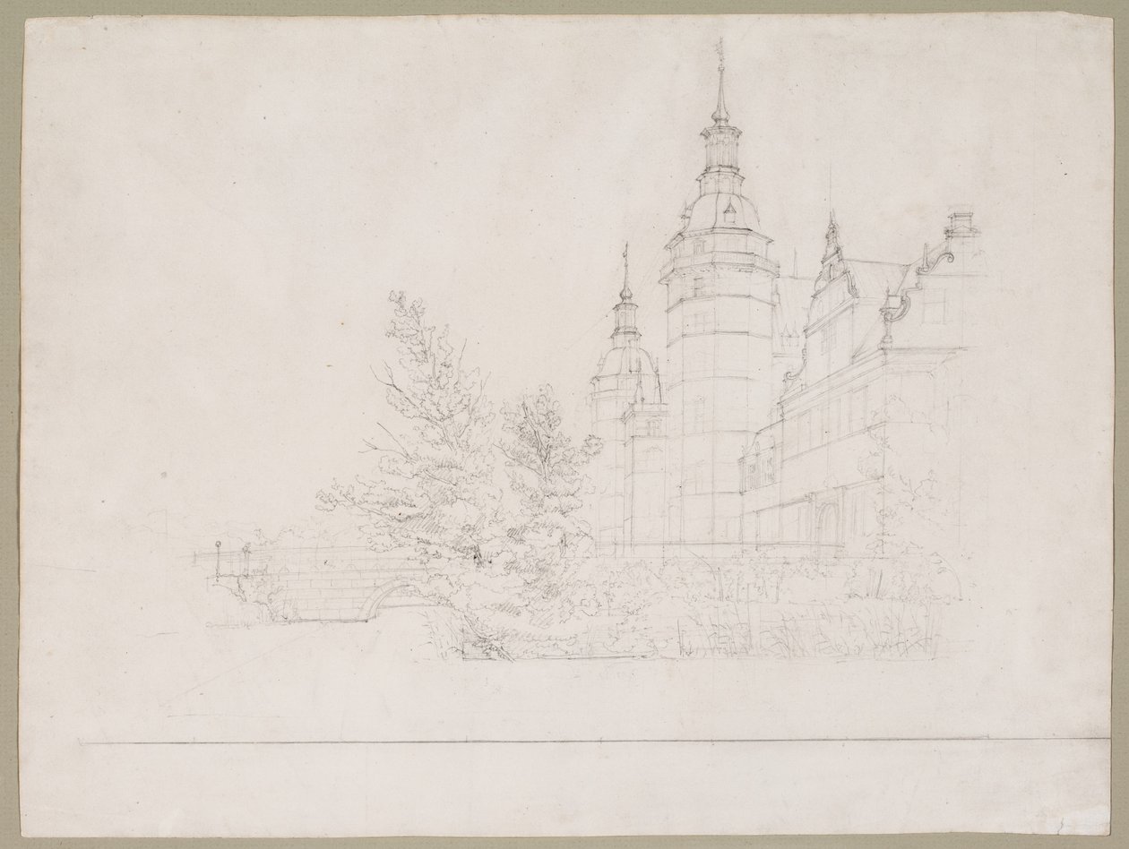 Frederiksborg Slot. Parti ved Møntbroen af Christen Købke