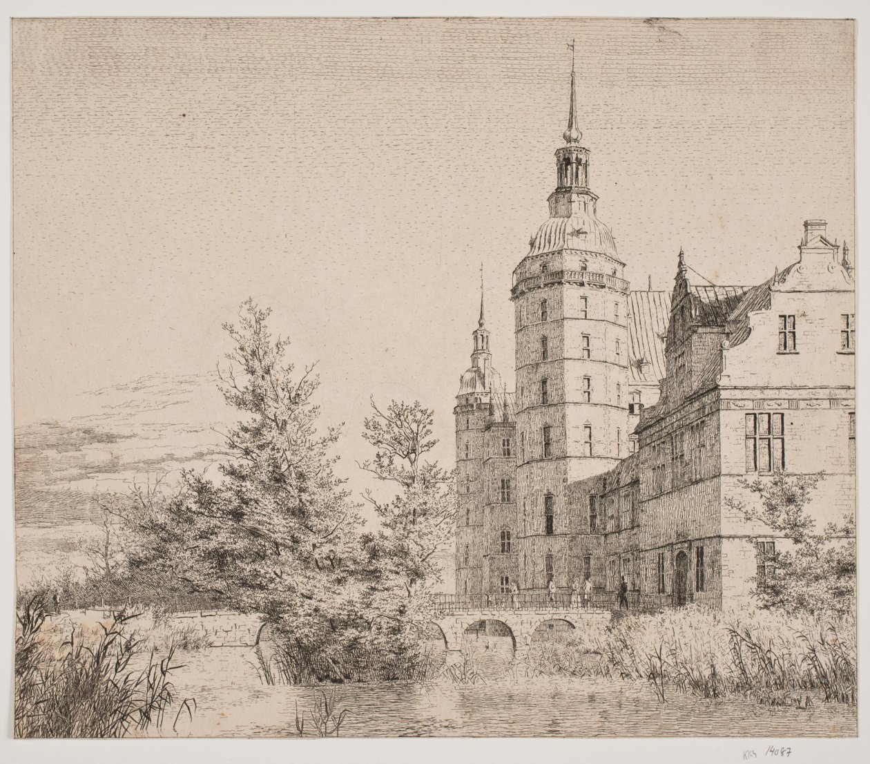 Frederiksborg Slot. Parti ved Møntbroen af Christen Købke