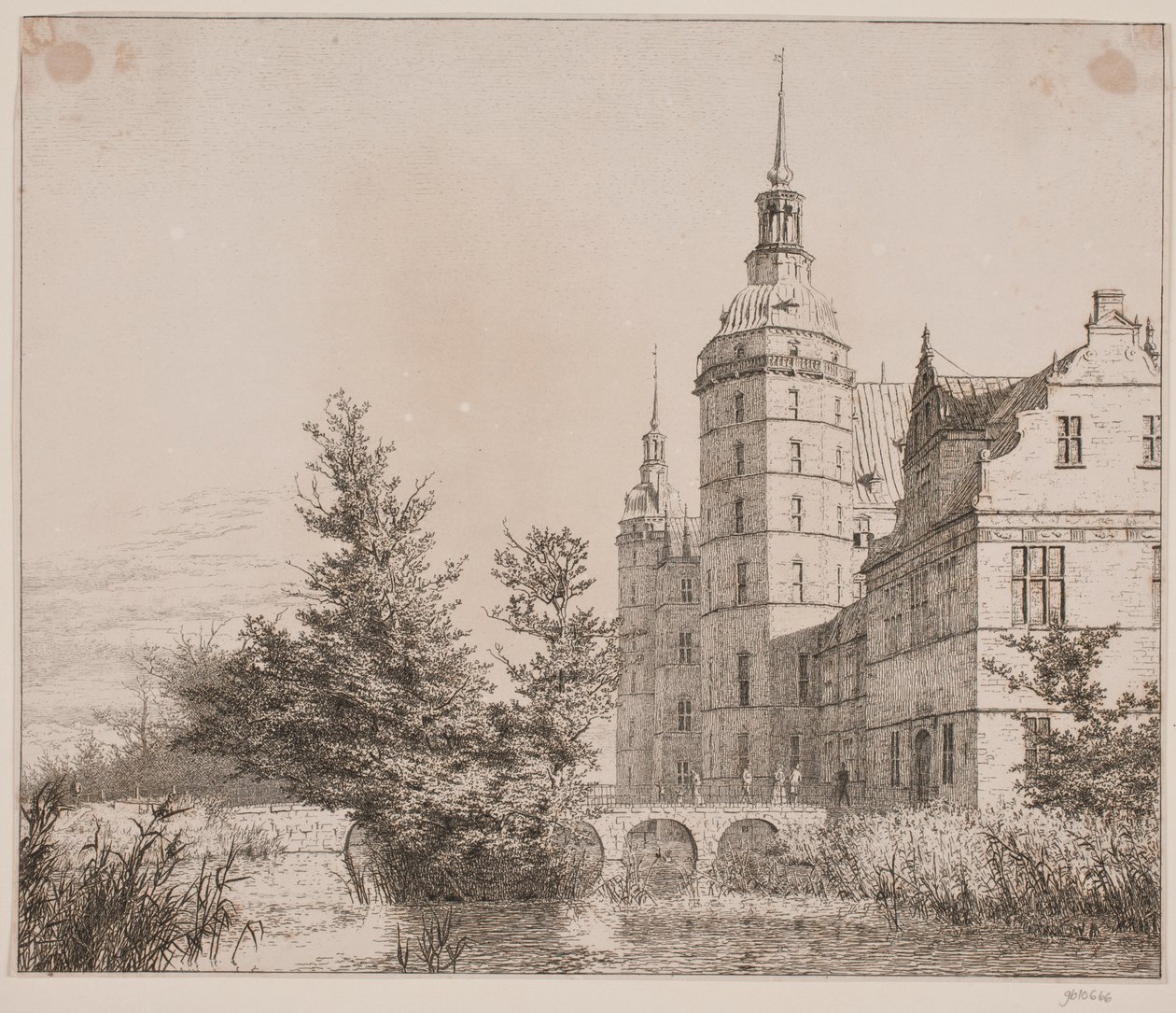Frederiksborg Slot. Parti ved Møntbroen af Christen Købke