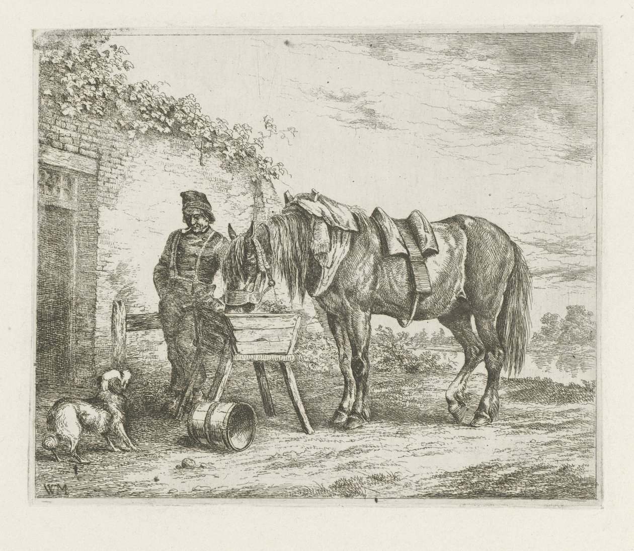 Hest ved en foderautomat af Christiaan Wilhelmus Moorrees
