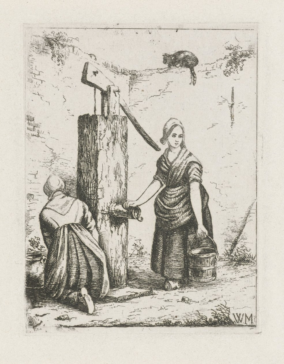 To kvinder ved en vandpumpe af Christiaan Wilhelmus Moorrees