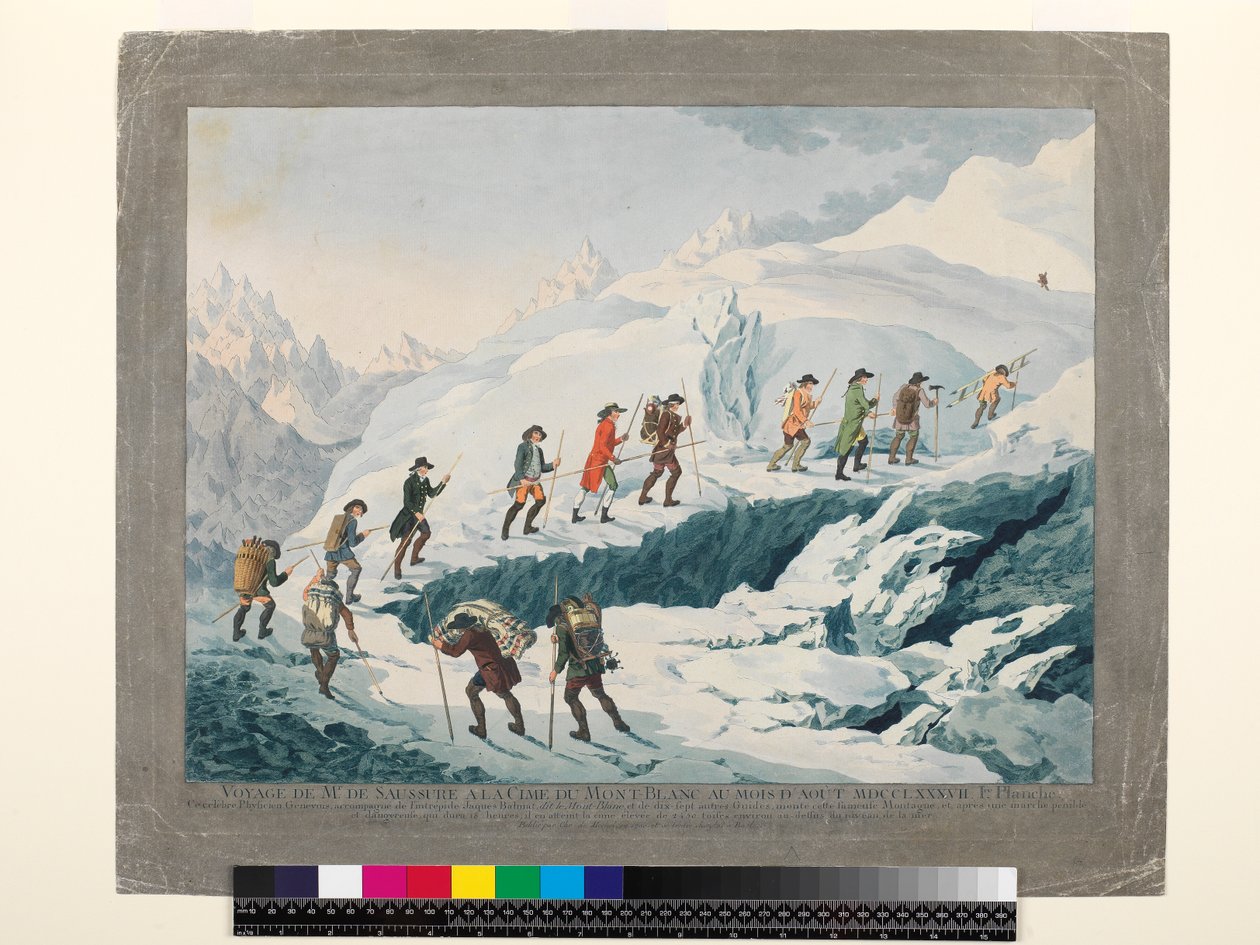 Valentin-Richards. Ascent of Mont Blanc af M. de Saussure i august 1787, ca. 1790 (tryk) af Christian von Mechel